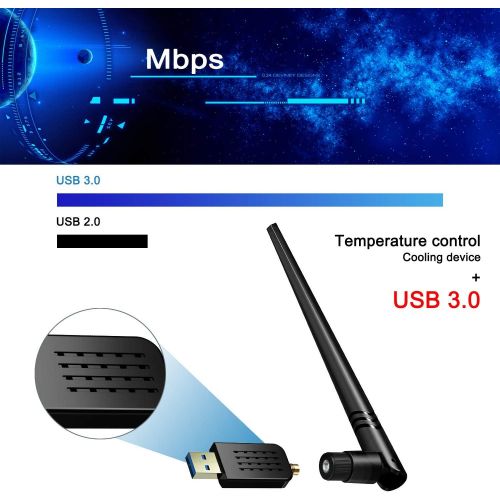  [아마존 핫딜] [아마존핫딜]AE WISH ANEWISH USB WiFi Adapter 1200Mbps, ANEWISH Wireless Adapter USB3.0 Dual Band 11ac(2.4GHz/300Mbps 5GHz/867Mbps) Network LAN Card Dongle for PC Desktop Laptop, Supports Windows, Mac and Linu