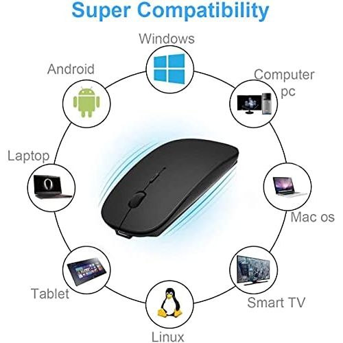  [아마존베스트]AE WISH ANEWISH Bluetooth Mouse, Compatible with MacBook / Tablet / iPad / iPhone (iOS13.1.2 and above) / Quiet Rechargeable Wireless Laptop Mouse for Android / Windows / Linux, 3 DPI Adjustable L