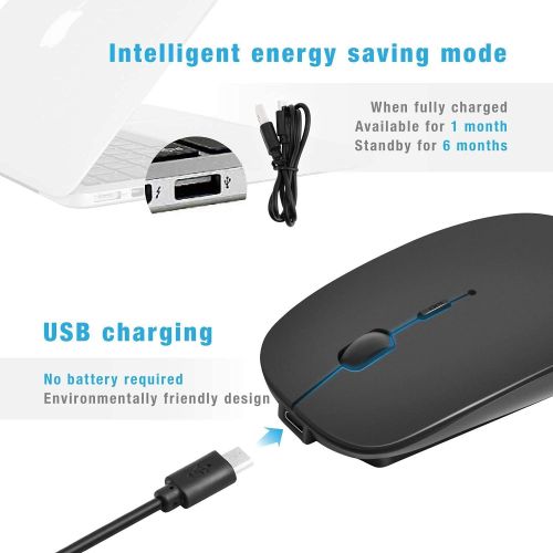  [아마존베스트]AE WISH ANEWISH Bluetooth Mouse, Compatible with MacBook / Tablet / iPad / iPhone (iOS13.1.2 and above) / Quiet Rechargeable Wireless Laptop Mouse for Android / Windows / Linux, 3 DPI Adjustable L