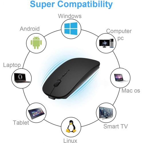  [아마존베스트]AE WISH ANEWISH Bluetooth Mouse, Compatible with MacBook / Tablet / iPad / iPhone (iOS13.1.2 and above) / Quiet Rechargeable Wireless Laptop Mouse for Android / Windows / Linux, 3 DPI Adjustable L