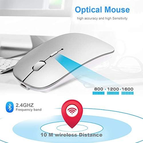  [아마존베스트]AE WISH ANEWISH Bluetooth Mouse, Compatible with MacBook / Tablet / iPad / iPhone (iOS13.1.2 and above) / Quiet Rechargeable Wireless Laptop Mouse for Android / Windows / Linux, 3 DPI Adjustable L