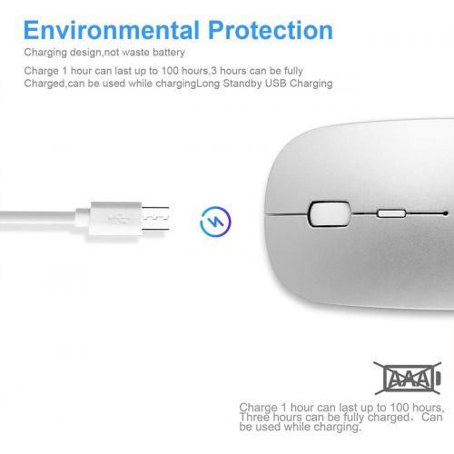  [아마존베스트]AE WISH ANEWISH Bluetooth Mouse, Compatible with MacBook / Tablet / iPad / iPhone (iOS13.1.2 and above) / Quiet Rechargeable Wireless Laptop Mouse for Android / Windows / Linux, 3 DPI Adjustable L