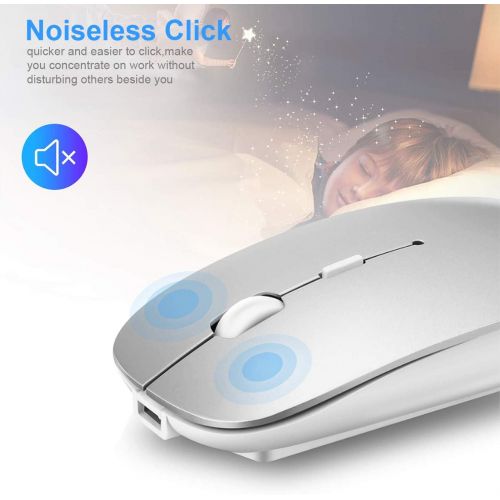  [아마존베스트]AE WISH ANEWISH Bluetooth Mouse, Compatible with MacBook / Tablet / iPad / iPhone (iOS13.1.2 and above) / Quiet Rechargeable Wireless Laptop Mouse for Android / Windows / Linux, 3 DPI Adjustable L