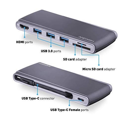  AE WISH ANEWISH USB C Hub ANEWISH USB C AdapterCharger to USB 3.1 Type C Hub to HDMI Adapter Charging Connecting USB SDTF Card Reader for MacBook ProGoogle Pixel Dell XPS13 Nexus 5X HP17 All US