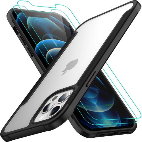  [아마존베스트]AEDILYS Compatible with iPhone 12 case, Compatible with iPhone 12 pro Case [Airbag Series] with [2xScreen Protector] 15Ft. Drop Tested [Scratch-Resistant] 6.1- Black