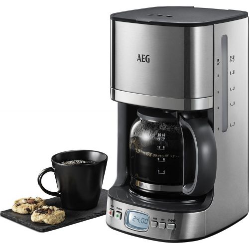  AEG KF 7600 Kaffeemaschine (Programmierbarer Timer, Aroma-Funktion, Permanentfilter, LCD-Display, Wasserstands- und Kaffedosierungs-Anzeige, 1,25 l, Sicherheitsabschaltung, gebuerst
