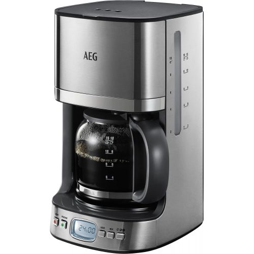  AEG KF 7600 Kaffeemaschine (Programmierbarer Timer, Aroma-Funktion, Permanentfilter, LCD-Display, Wasserstands- und Kaffedosierungs-Anzeige, 1,25 l, Sicherheitsabschaltung, gebuerst