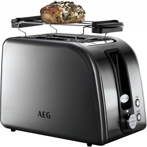  AEG AT 7750 Toaster (7 Braunungsgrad-Einstellungen, Stopp-, Auftau- & Aufwarmfunktion, extrabreite Schlitze fuer alle Brotsorten, automatische Zentrierung, Broetchenaufsatz, gebuerste