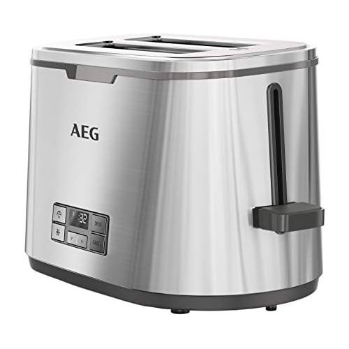 AEG Toaster PremiumLine 7Series AT 7800 / HighContrast-LCD-Display/Countdown-Toasten / 7 Braunungsgrade/Broetchenaufsatz / 2 Scheiben/Edelstahl