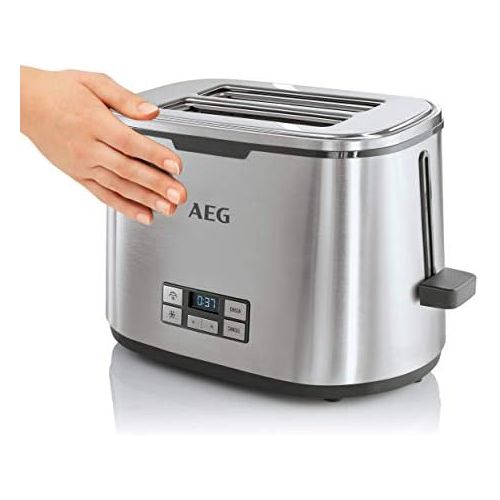  AEG Toaster PremiumLine 7Series AT 7800 / HighContrast-LCD-Display/Countdown-Toasten / 7 Braunungsgrade/Broetchenaufsatz / 2 Scheiben/Edelstahl