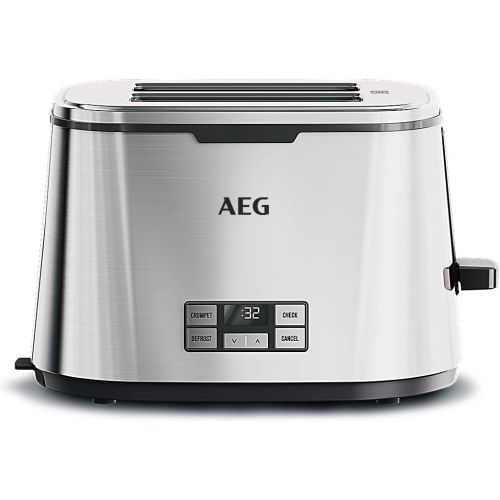  AEG Toaster PremiumLine 7Series AT 7800 / HighContrast-LCD-Display/Countdown-Toasten / 7 Braunungsgrade/Broetchenaufsatz / 2 Scheiben/Edelstahl
