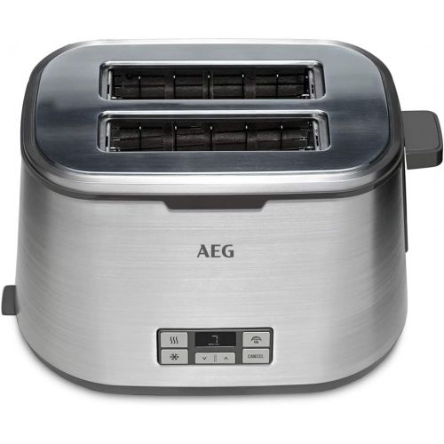  AEG Toaster PremiumLine 7Series AT 7800 / HighContrast-LCD-Display/Countdown-Toasten / 7 Braunungsgrade/Broetchenaufsatz / 2 Scheiben/Edelstahl