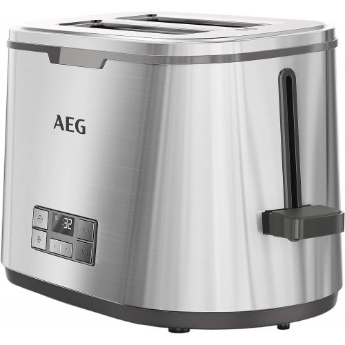  AEG Toaster PremiumLine 7Series AT 7800 / HighContrast-LCD-Display/Countdown-Toasten / 7 Braunungsgrade/Broetchenaufsatz / 2 Scheiben/Edelstahl