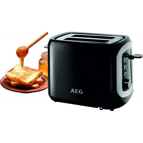  AEG AT 3300 Doppelschlitz-Toaster (Broetchenaufsatz, Staubschutz-Deckel, 7 Braunungsgrad-Einstellungen, Broetchenaufback-Funktion, Stopp-, Auftau- & Aufwarmknopf, Kruemelschublade, sc