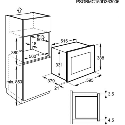  AEG MSB2547D-M 60cm Einbau-Mikrowelle / Touch-Bedienung / Grillfunktion / Display mit Uhr