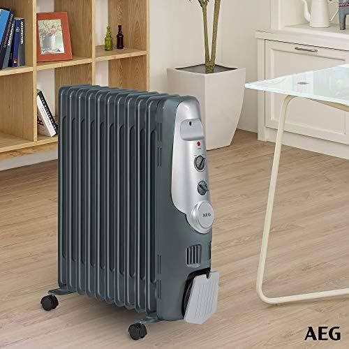  AEG RA 5522 11-Rippen-OElradiator, 2200 Watt, 3 Leistungsstufen, Warmeregulierung, Kabelaufwicklung, 4 Leichtlauf-Rollen