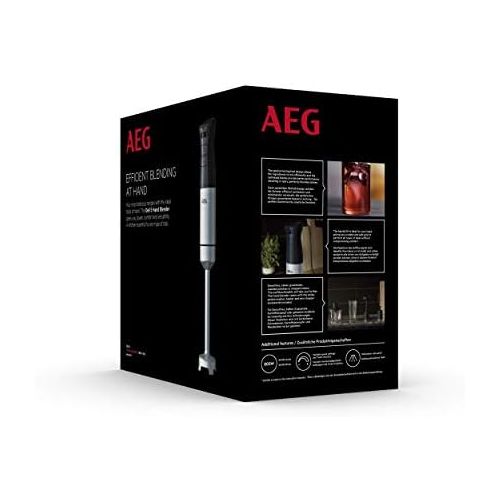  AEG HB5-1-8SS Stabmixer (2 Edelstahl-Klingen, inkl. umfangreiches Zubehoer, komfortable Passform, variable Geschwindigkeitsstufen, Turbo-Funktion, spuelmaschinenfest, gebuerstetes Ede