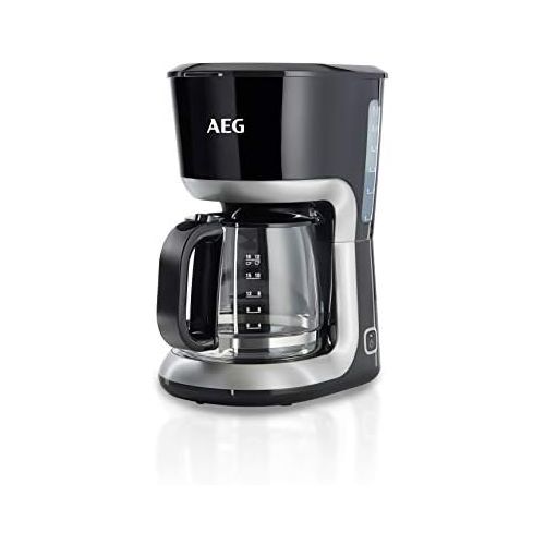  AEG KF 3300 Kaffeemaschine (Skalierte 1,5 l/12-18 Tassen Aroma-Glaskanne, Warmhaltefunktion, Sicherheitsabschaltung, Wasserstandsanzeige, Ein/Aus-Schalter, entnehmbarer Filter-Korb