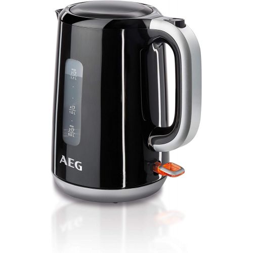  AEG EWA 3300 Wasserkocher (2200 Watt, 1,7 l, entnehmbarer Kalkfilter, Wasserstandsanzeige mit Liter-/Tassenangabe, Sicherheitsabschaltung, Ein/Aus-Schalter, Einhand-Deckeloeffnung)