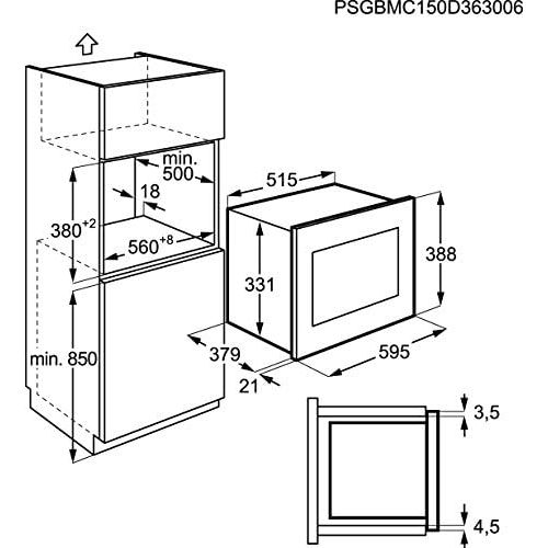  AEG MSB2547D-M 60cm Einbau-Mikrowelle / Touch-Bedienung / Grillfunktion / Display mit Uhr