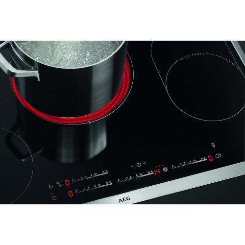  [아마존베스트]AEG HK854870XB built-in hob, self-sufficient hob, roasting and three-circle zone, 4 ultra-fast glowing cooking zones, 80 cm glass ceramic hob, stainless steel frame.