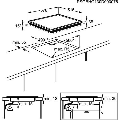  [아마존베스트]AEG HE604070FB Hob Heated 60 cm Facet Design 4 Cooking Zones Roasting Dish