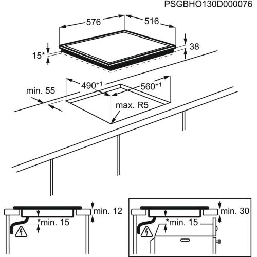  [아마존베스트]AEG HE604070FB Hob Heated 60 cm Facet Design 4 Cooking Zones Roasting Dish