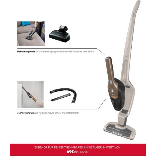  [아마존베스트]AEG Ergorapido CX7-2-B360 2in1 Cordless Vacuum Cleaner Bagless with Pet Hair Nozzle & Accessory Kit up to 45 Minutes Runtime, Free-standing, 180° swivel, brush cleaning function, L