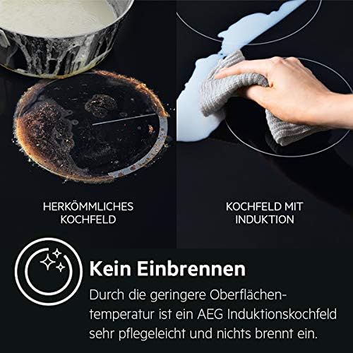  [아마존베스트]AEG hob (electric/installation), 6 heating elements, 57.6 cm, Hob2Hood function, electronic indicators for all cooking zones, black., Black