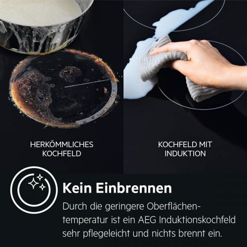  [아마존베스트]AEG hob (electric/installation), 6 heating elements, 57.6 cm, Hob2Hood function, electronic indicators for all cooking zones, black., Black