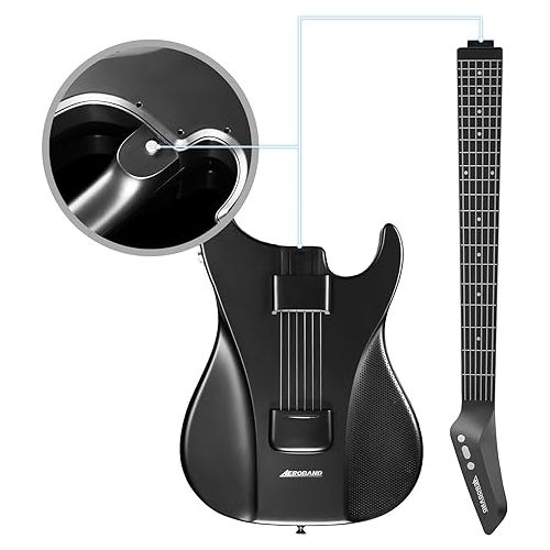  AeroBand Guitar Smart Guitar With Painless Silicone Strings, Travel Silent Guitar With Detachable Fretboard, Headphone Jack, MIDI Guitar For Adults, Teenagers, Gift