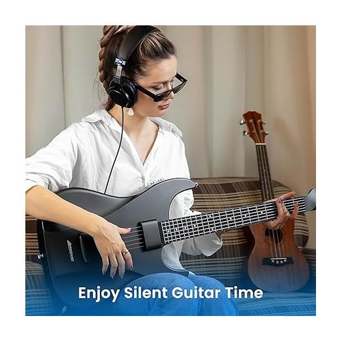  AeroBand Guitar Smart Guitar With Painless Silicone Strings, Travel Silent Guitar With Detachable Fretboard, Headphone Jack, MIDI Guitar For Adults, Teenagers, Gift