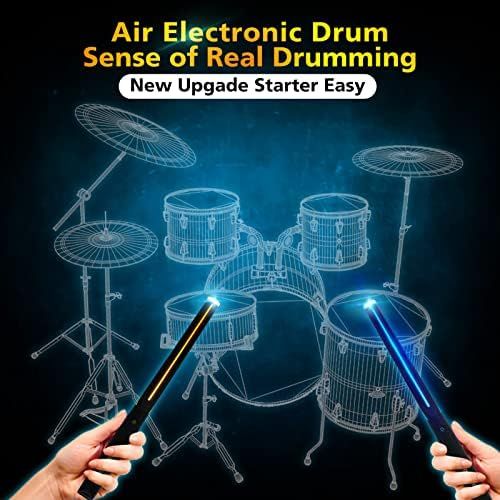  [아마존베스트]AEROBAND Bluetooth Drum Sticks, Electronic Air Drum Set with Light, Wireless Connection Bag, 4 Modes Portable Drumsticks for Travel Indoor and Outdoor with 1 Pair