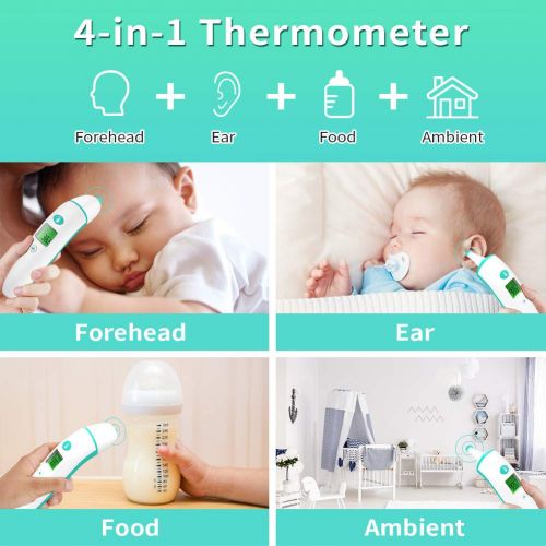  AERZETIX Baby Thermometer, Medical Ear and Forehead Thermometer for Fever, Infrared Digital Thermometer, Body/Surface/Room Temperature Reading Device with Fever Alarm for Babies, Kids, Adul