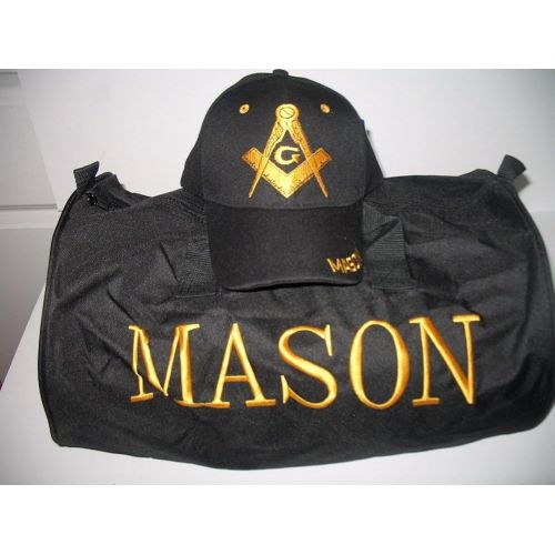  AES Black Mason Freemasons Freemason Utility Duffle Sports Travel Bag Hat Gift Set