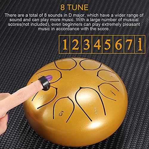  [아마존베스트]AEUWIER Steel Tongue Drum - 8 Notes 6 Inch Percussion Instrument Handpan Drum with Travel Bag, Mallets, Music Book, Finger Cover, Sticker