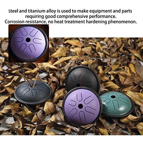  [아마존베스트]AEUWIER Steel Tongue Drum - 6 Tune 5.5 Inch Percussion Instrument Handpan Drum, Black Edge Handpan Drum with Drumsticks Carry Case