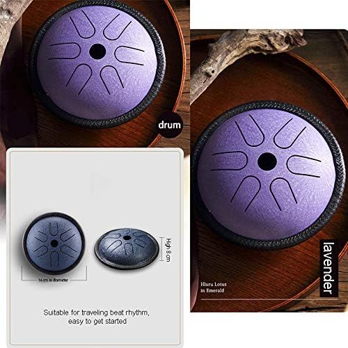  [아마존베스트]AEUWIER Steel Tongue Drum - 6 Tune 5.5 Inch Percussion Instrument Handpan Drum, Black Edge Handpan Drum with Drumsticks Carry Case