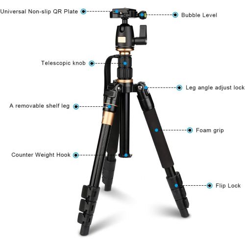  AFAITH Tripod for DSLR Camera, Ultra Compact and Lightweight Aluminum Travel Tripod with 360 Panorama Ball Head Quick Release Plate for Canon, Nikon, Sony, Samsung, Olympus, Panaso