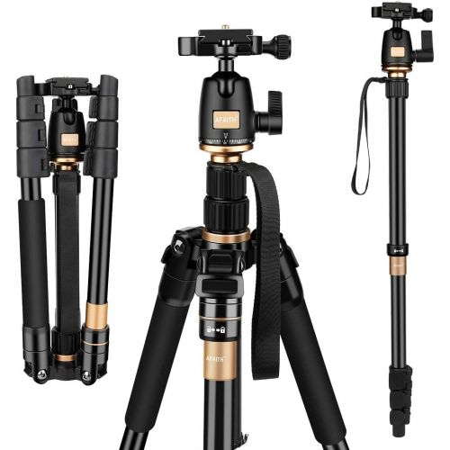  AFAITH Tripod for DSLR Camera, Ultra Compact and Lightweight Aluminum Travel Tripod with 360 Panorama Ball Head Quick Release Plate for Canon, Nikon, Sony, Samsung, Olympus, Panaso