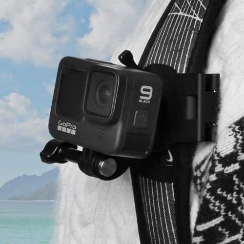  AFAITH 360° Rotating Adjustable Backpack Shoulder Strap Mount Clip Mount for GoPro Hero 10/9/8/7/6/5/4/3+,OSMO Action, Xiaoyi 4K and Most Action Cameras