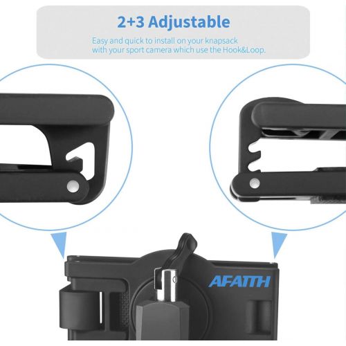  AFAITH 360° Rotating Adjustable Backpack Shoulder Strap Mount Clip Mount for GoPro Hero 10/9/8/7/6/5/4/3+,OSMO Action, Xiaoyi 4K and Most Action Cameras