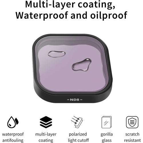  AFAITH ND Filter for GoPro Hero 9/10 Black, 3 Pack ND Lens Protector Kit Set (ND8 ND16 ND32) Neutral Density Filter for GoPro Hero 9/10 Black