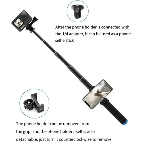  [아마존베스트]AFAITH Upgraded Pole for GoPro, Aluminum Alloy GoPro Selfie Stick with Stable Tripod Waterproof Handheld Monopod for GoPro Hero 8 Black/Hero 9 Black/7/6/5/4/ Osmo Action Camera/Xia