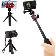 [아마존베스트]AFAITH Mini Selfie Tripod for GoPro and Cell Phone, Extended Table Selfie Stick Monopod for GoPro Hero 9 8 7 6 5 Black Session Osmo Action Camera iPhone/Huawei/Samsung/Xiaomi/LG