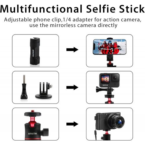  [아마존베스트]AFAITH Mini Selfie Tripod for GoPro and Cell Phone, Extended Table Selfie Stick Monopod for GoPro Hero 9 8 7 6 5 Black Session Osmo Action Camera iPhone/Huawei/Samsung/Xiaomi/LG