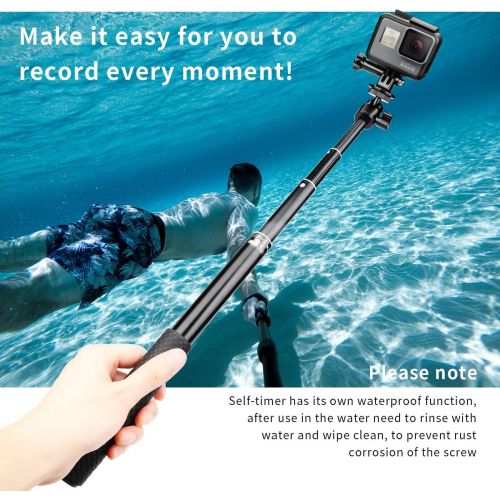  [아마존베스트]AFAITH Waterproof Selfie Stick with Tripod Aluminium Alloy Handle Telescopic Handheld Monopod Selfie Sticks for GoPro Hero 8 Hero7 Black Hero 6 Hero 5 DJI OSMO Action Pocket SJCAM