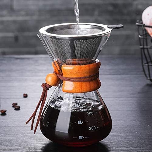  AFANGMQ Convenience Pour Over Coffee Maker with Permanent Filter Resistant Glass Coffee Maker Coffee Pot Espresso Coffe Machine with Stainless Steel Filter Pot (Color : 400ml)