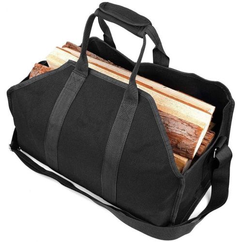  AFANGMQ Large Firewood Carrier Canvas Log Tote Storage Bag Firewood Holder Bag with Shoulder Strap Camp Wood Stove Fireplace Accessories Indoor Firewood Rack