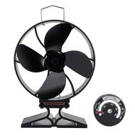 AFANGMQ Stove Fan with Stove Thermometer 4 Blade Fireplace Fan Heat Powered komin Wood Burner Eco Fan Friendly Quiet Home Efficient Heat Distribution Wood Stove Fan